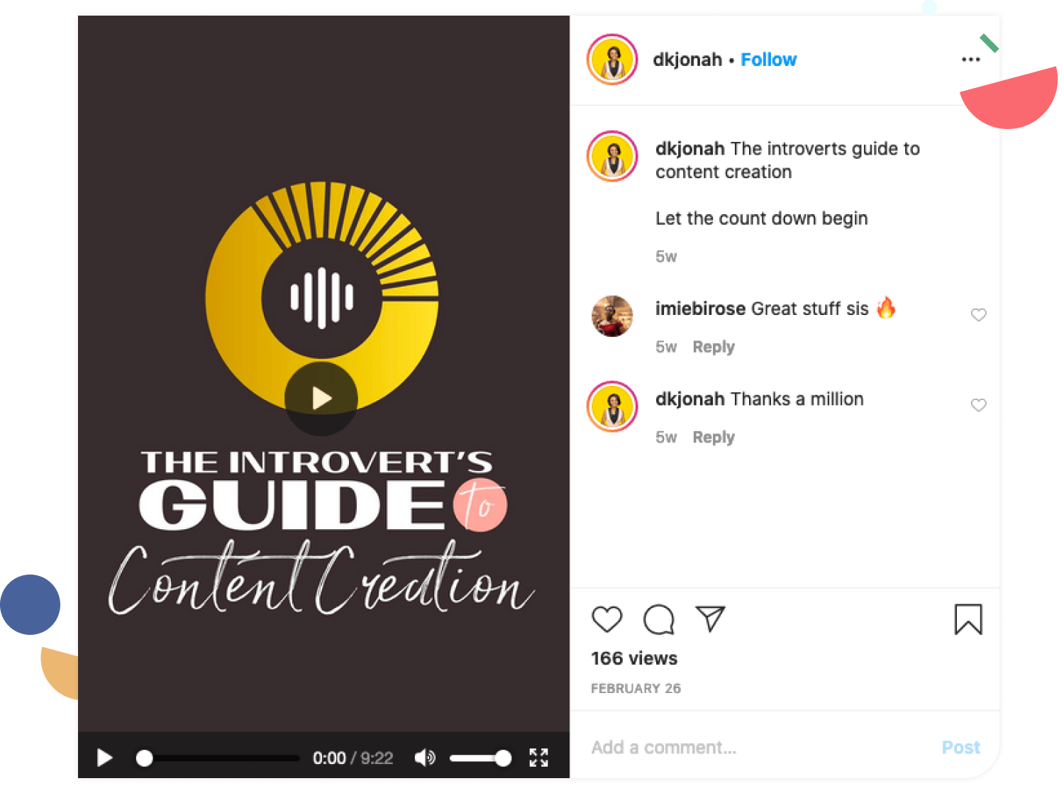 An example IGTV post on Instagram.