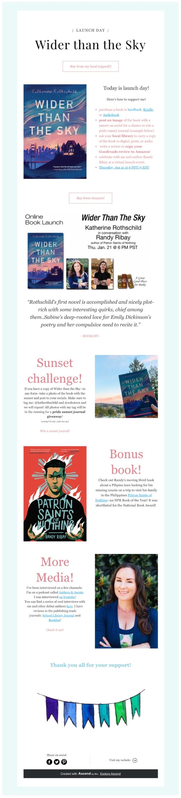 author landing page example