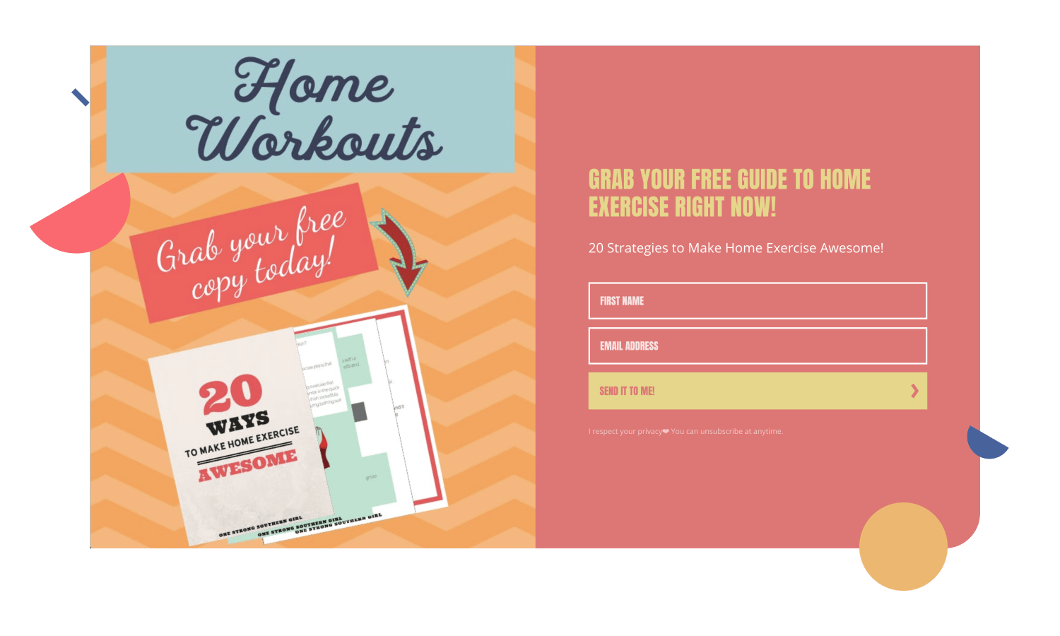 Landing page CTA copy example