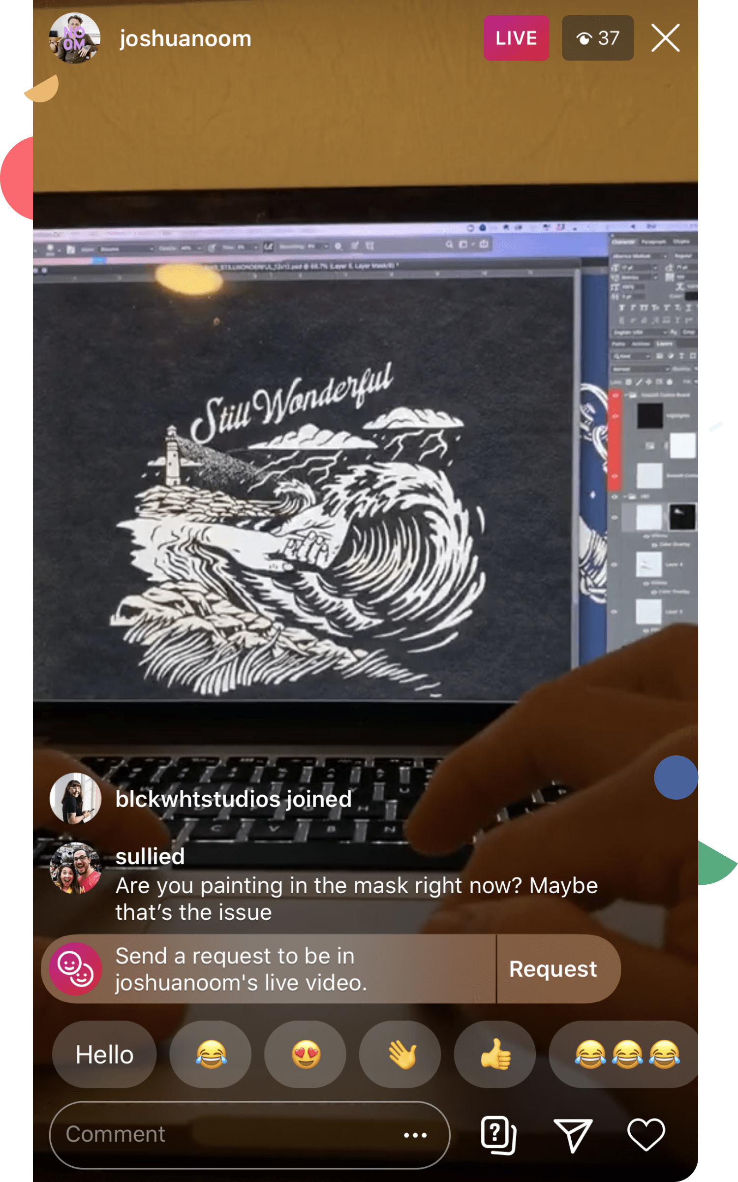 An example of an Instagram Live on Instagram.
