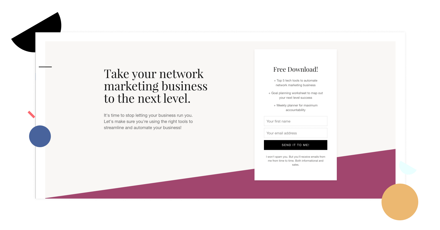 Communicate the desired outcomes for your audience on your landing page