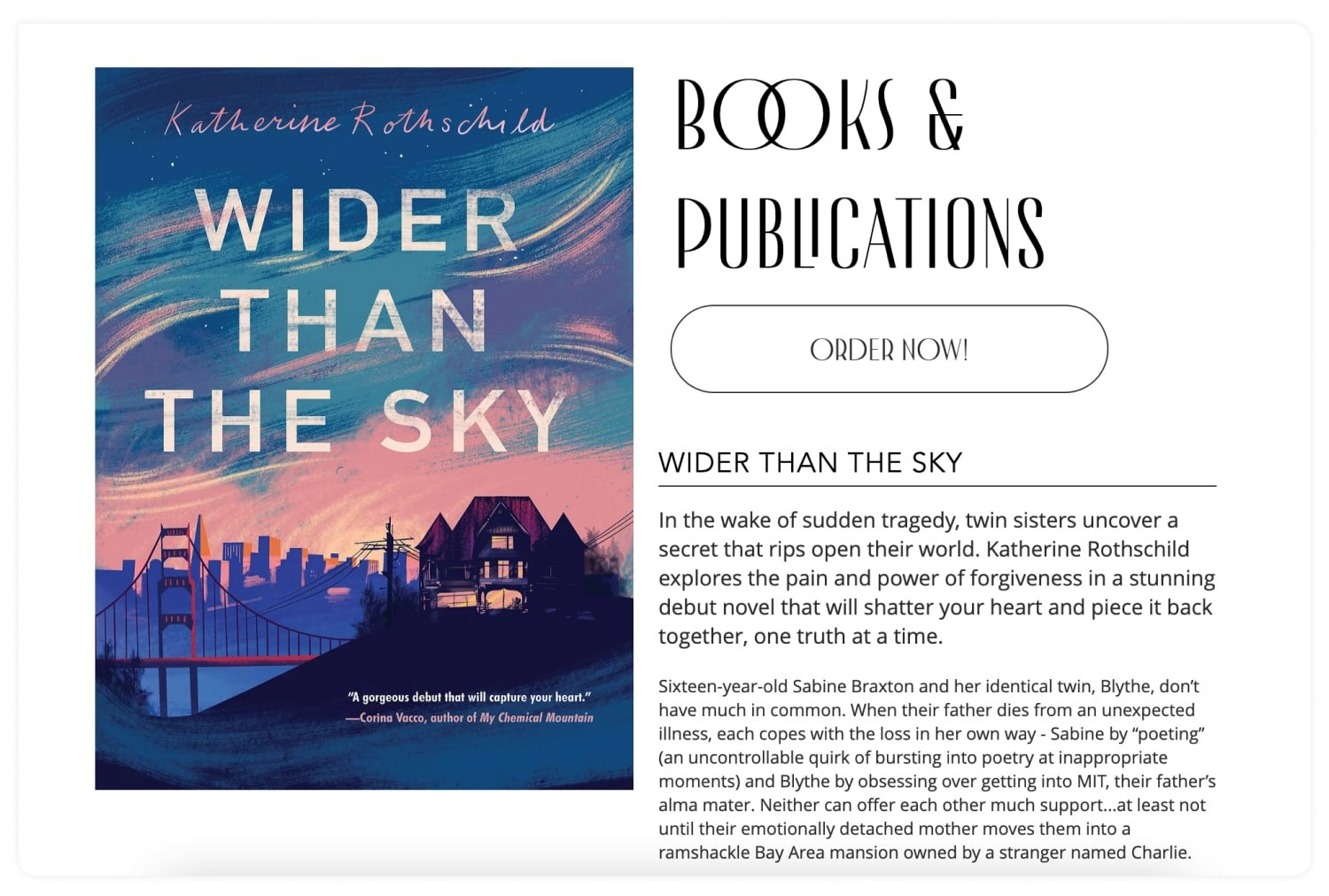 author landing page example