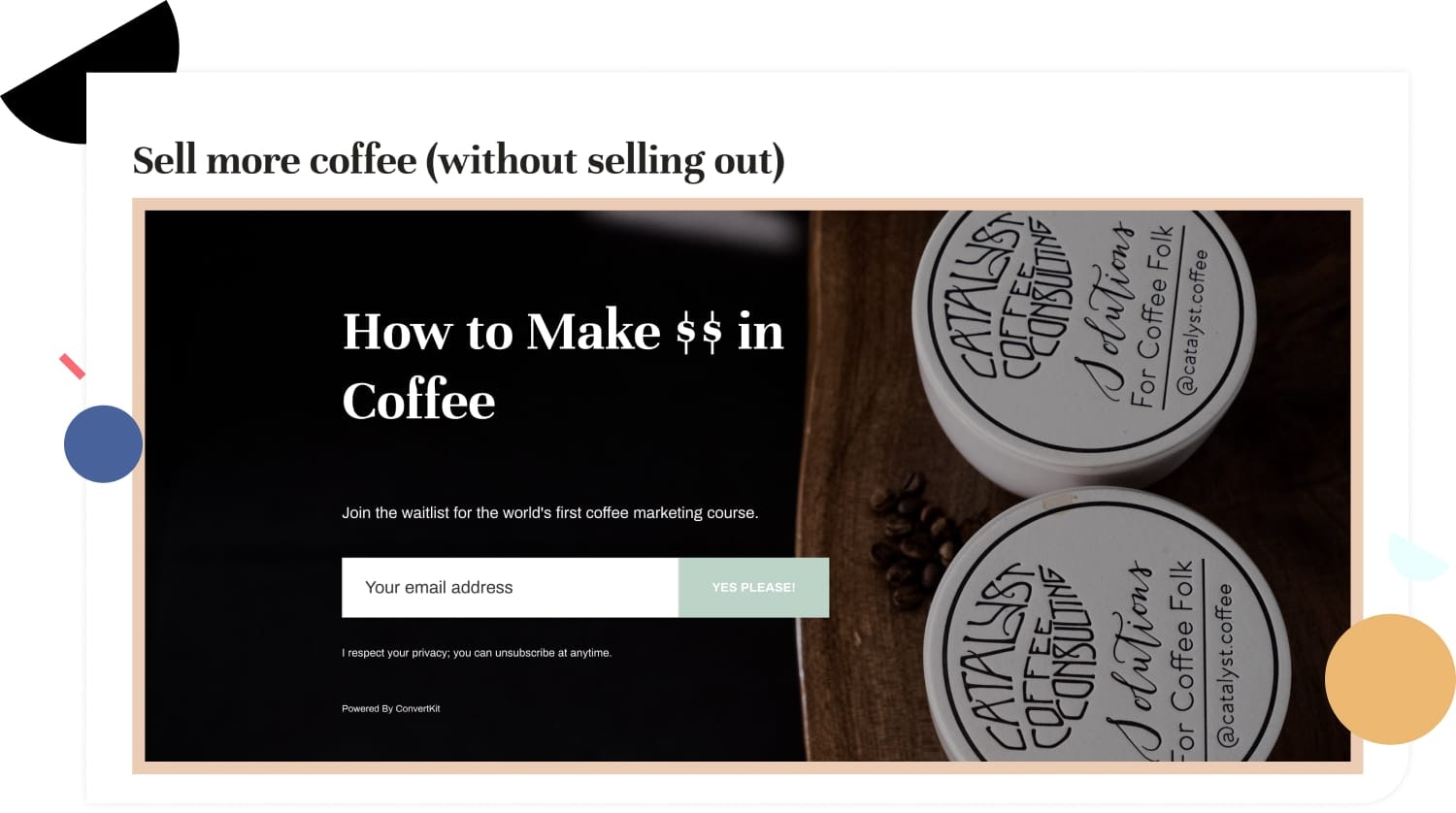 Coffee marketing course coming soon landing page