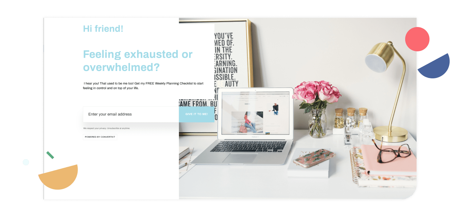 Landing page headline copy example