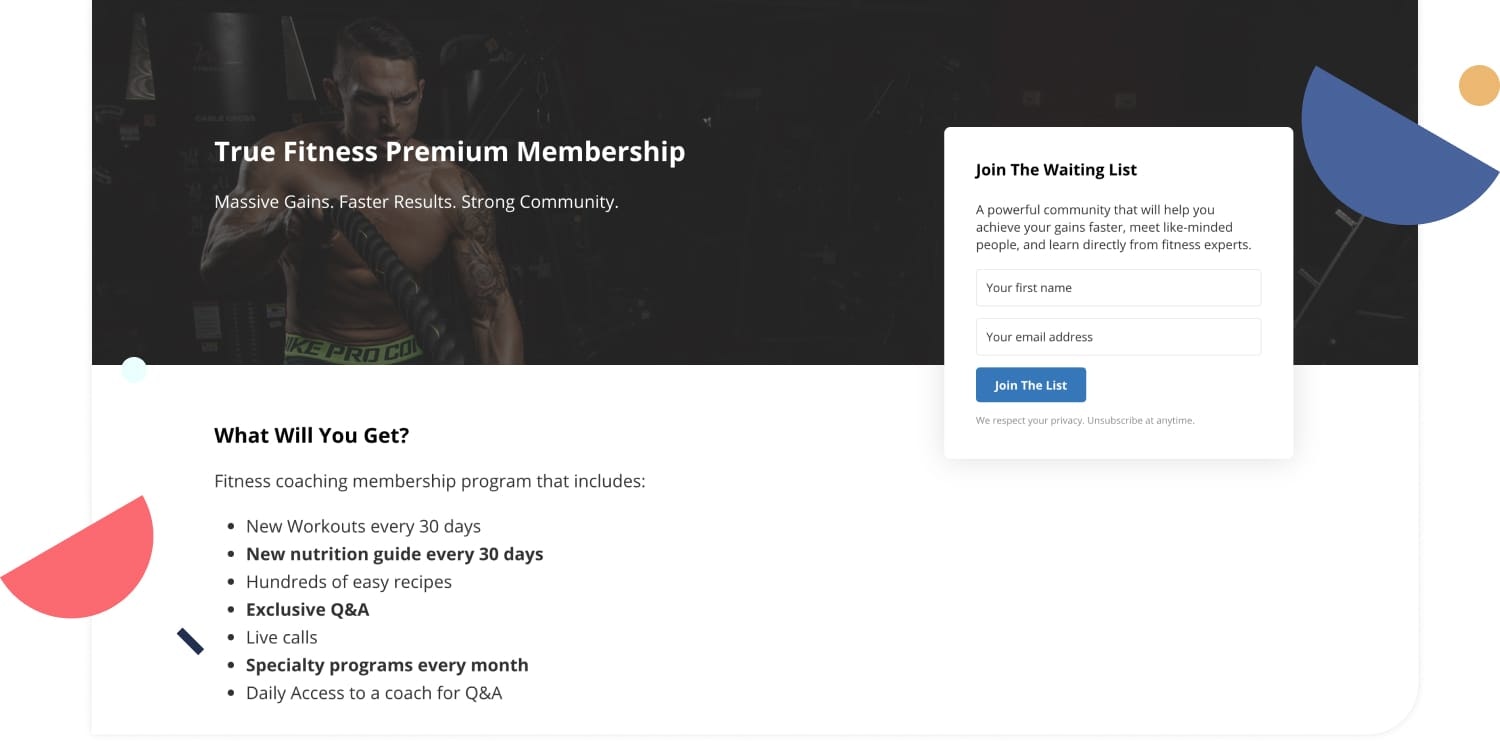 True Fitness coming soon landing page