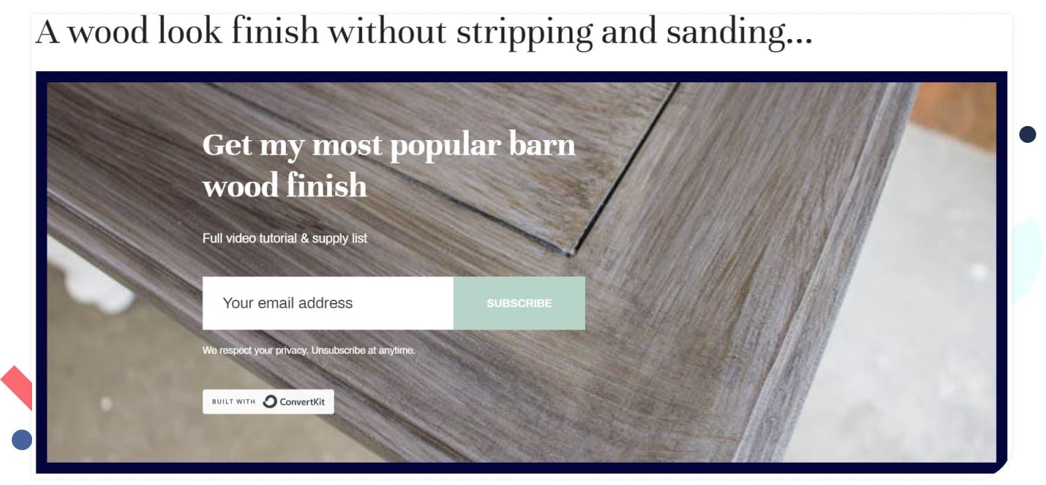 ConvertKit creator Roots & Wings Furniture offers a video tutorial. Image via Roots & Wings Furniture