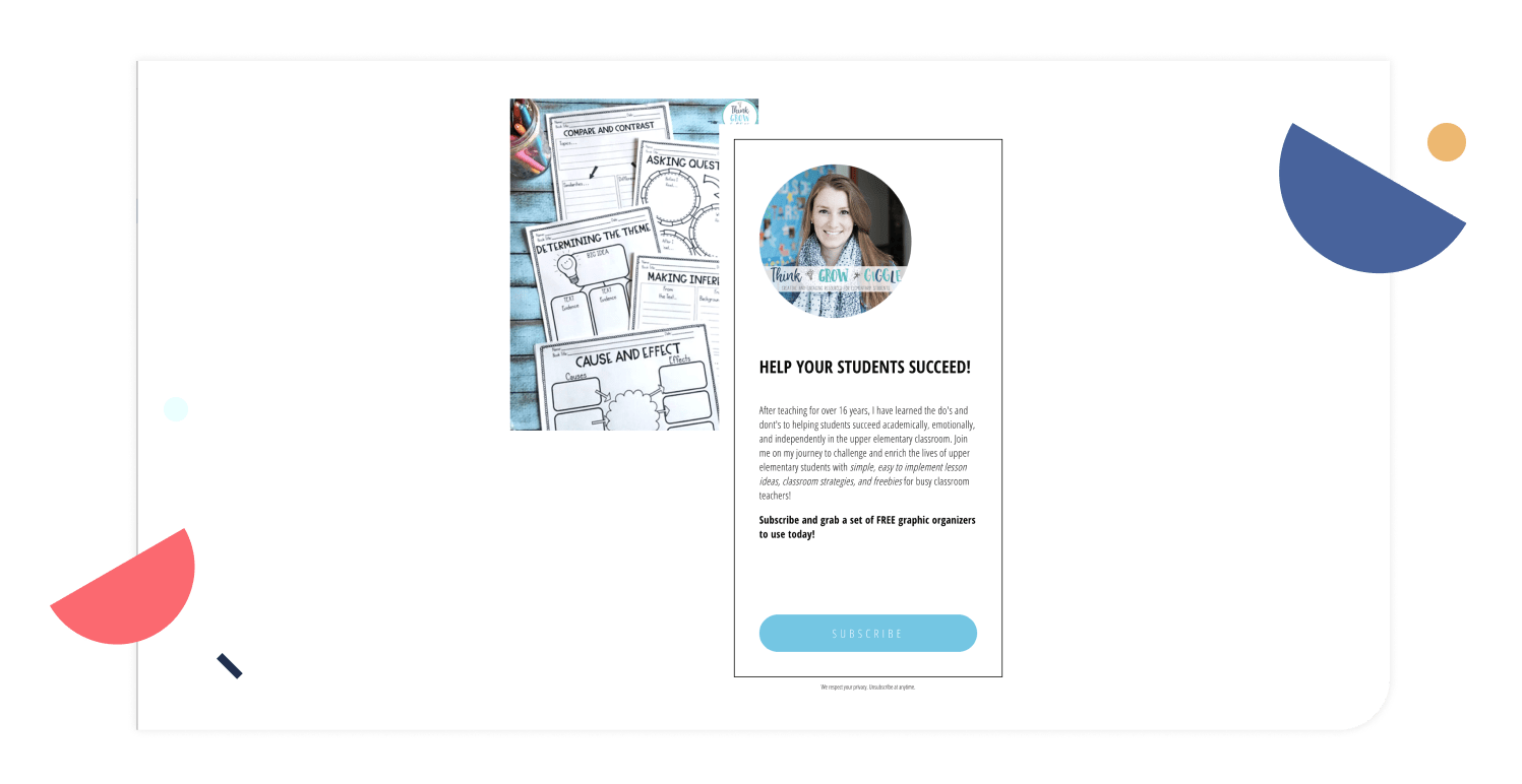 Landing page description copy example