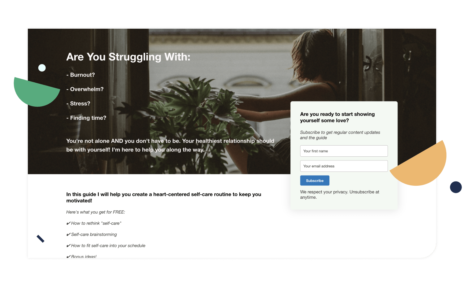Landing page example