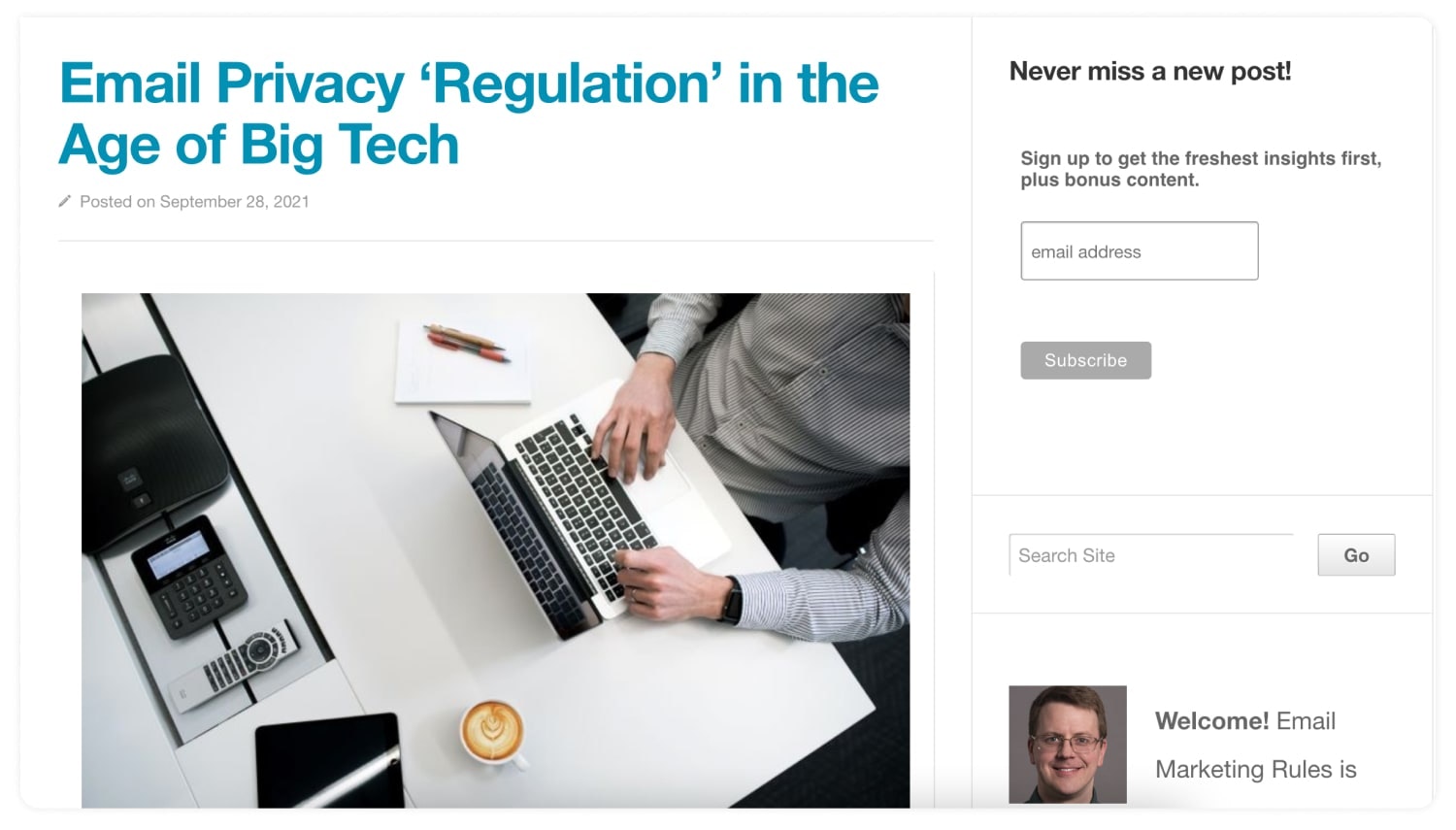 author landing page example