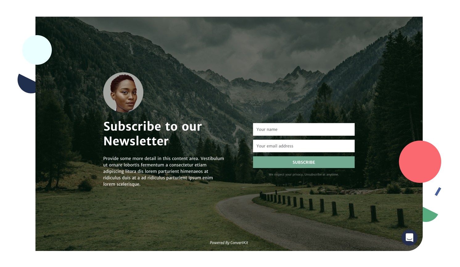 The Abbey is one of many landing page templates in ConvertKit