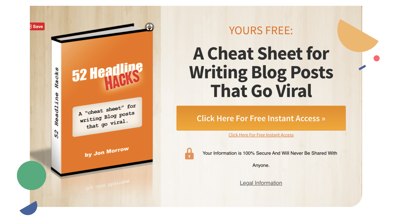 Smart Bloggers headline cheat sheet landing page