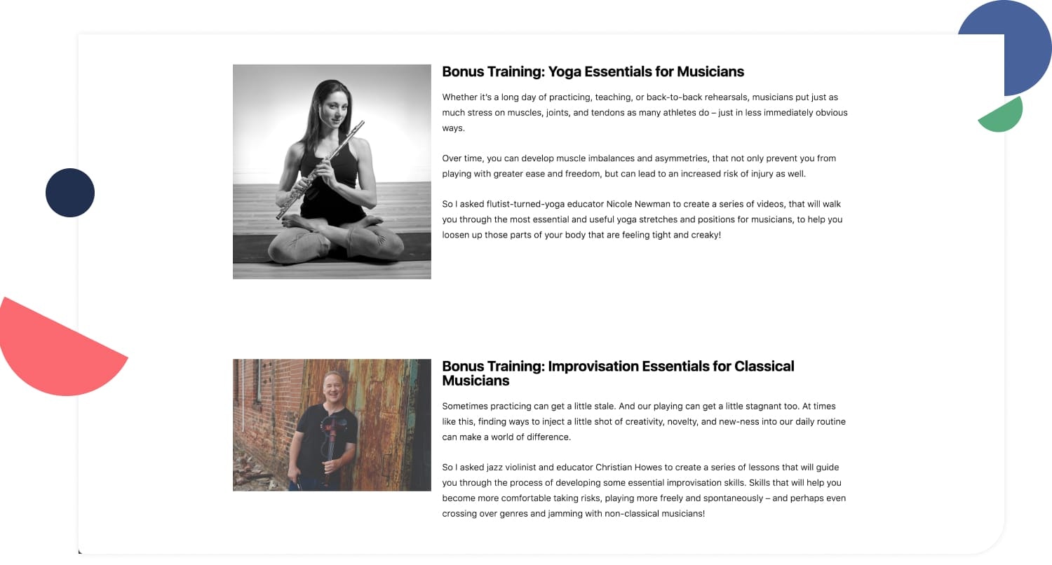 IN his course, Beyond Practicing, coach Noa Kageyama brings in experts as a bonus to give his students a niche view into performing.
