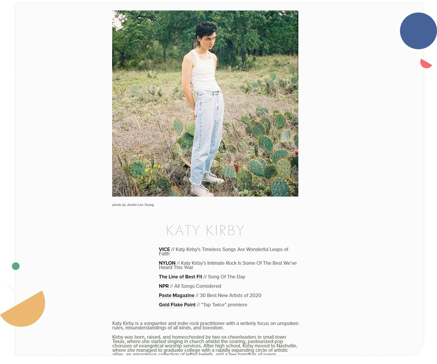 EPK example Katy Kirby
