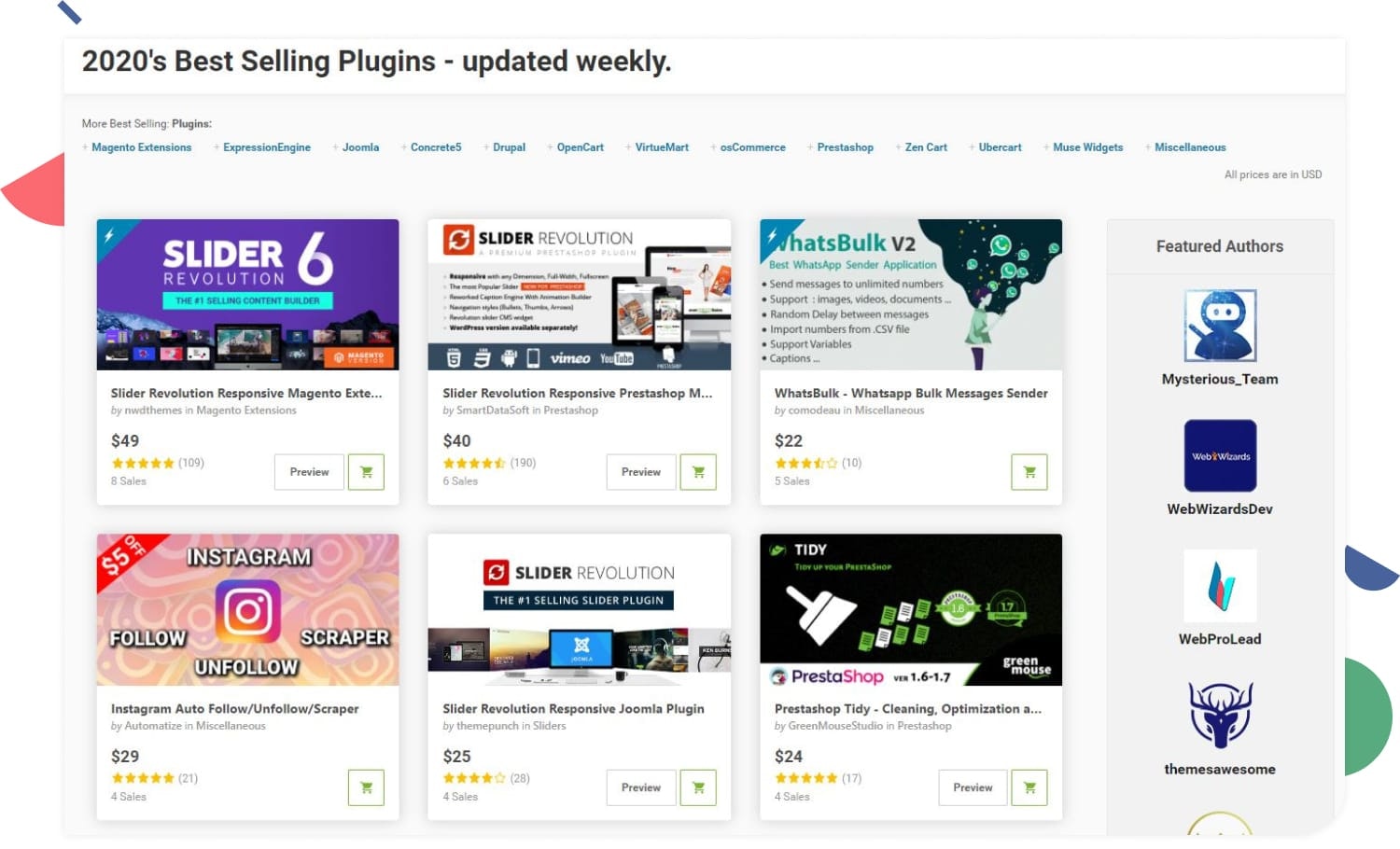 Code Canyon’s best selling plugins. Image via Code Canyon