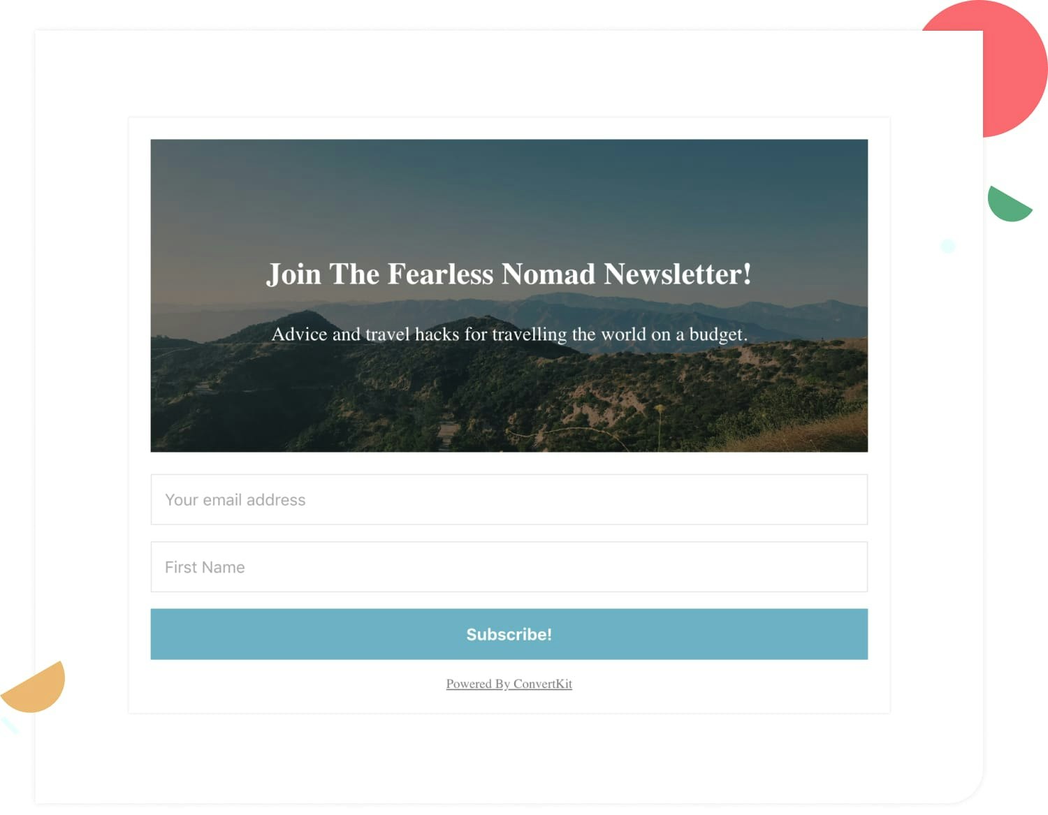 Join the newsletter landing page headline example