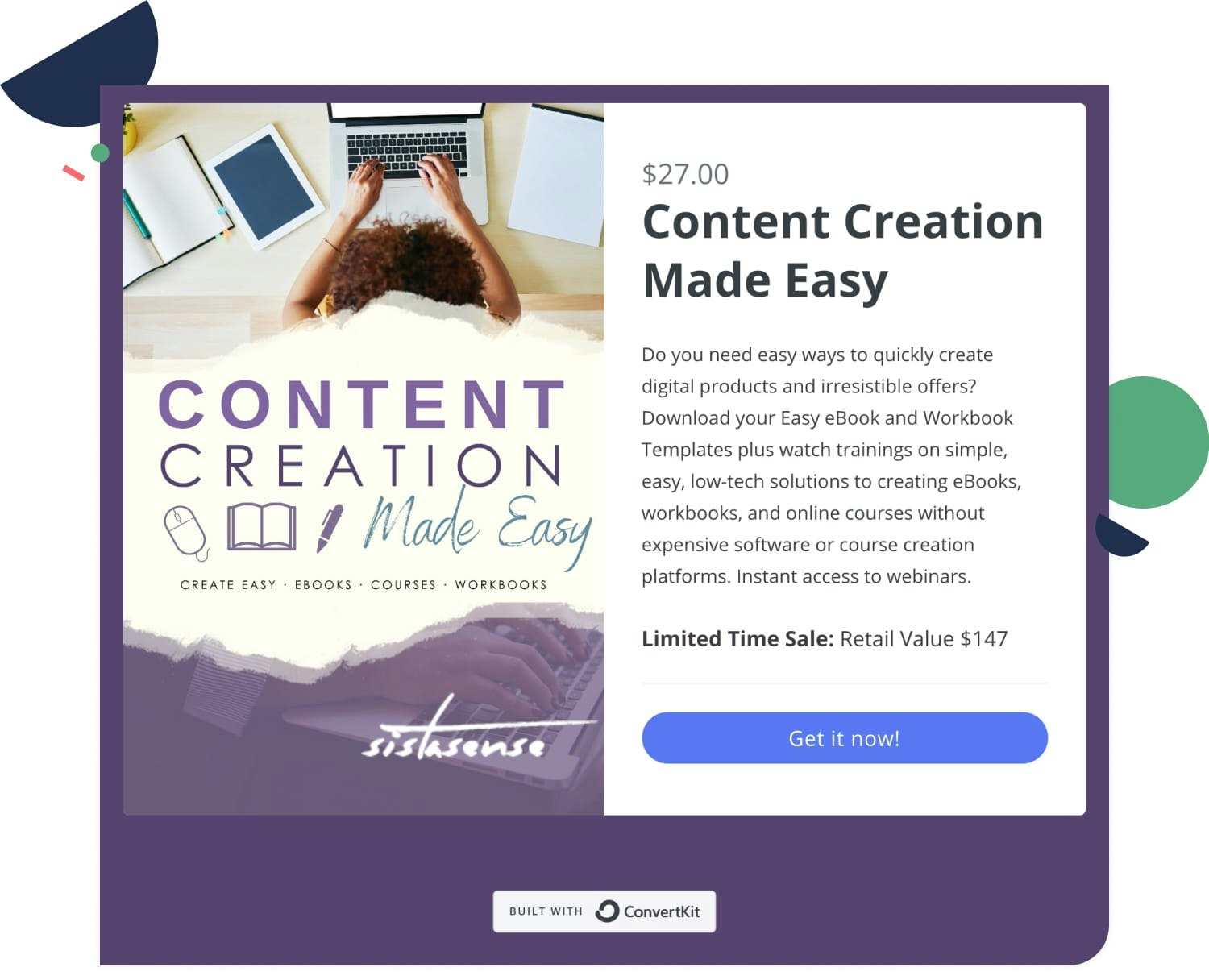 ebook landing page example by SistaSense